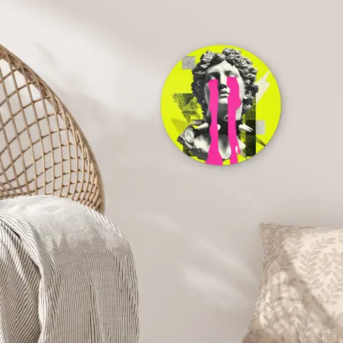 Buste - Verf - Geel Wandcirkel kunststof plaat 5mm dik klein -sfeer5