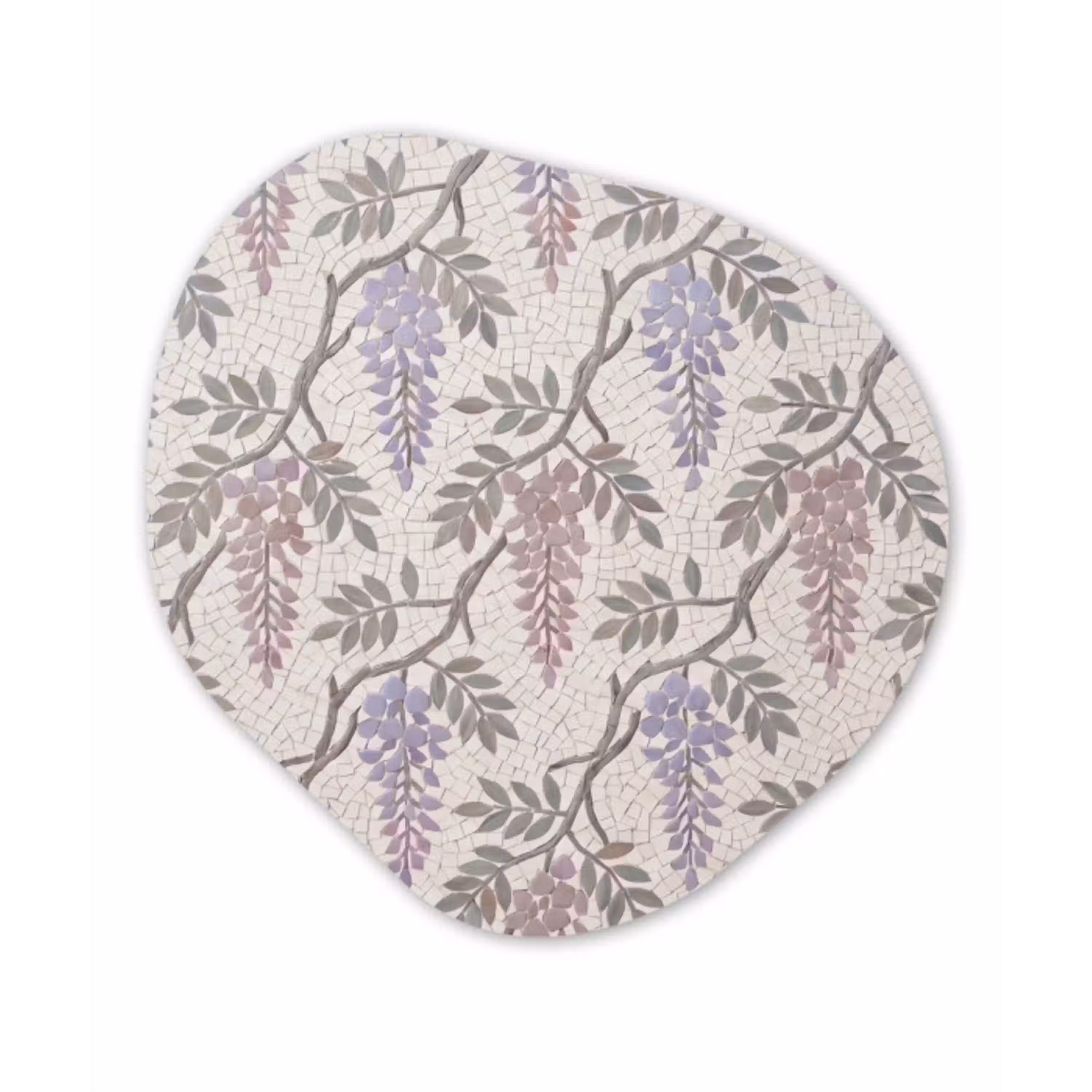 Bloemen - Mozaïek - Natuur - Patroon - Paars Wandcirkel Organisch Forex 3mm klein -3d