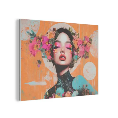 Portret - Vrouw - Abstract - Bloemen PET vilt klein -3d