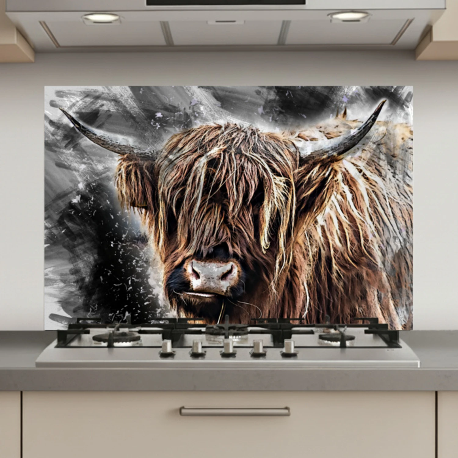 Schotse hooglander - Verf - Koe keuken achterwand spatscherm klein -3d_website