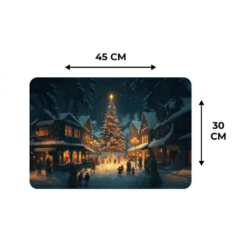 Kerstfeest - Dorp - Donker Placemat vinyl groot -specs