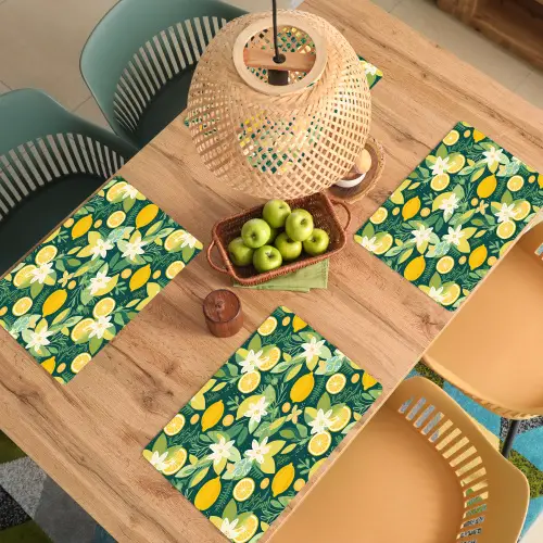 Groen - Bloemen - Citroenpartjes Placemat vinyl groot 368 -zzsfeer5_Kitchenyeah-website