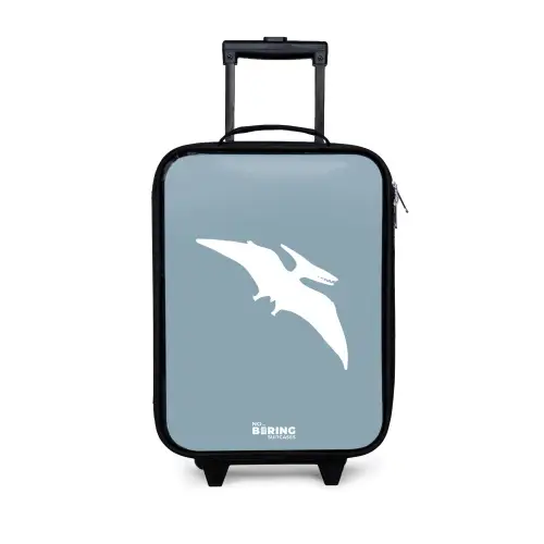 Blauw met Pteranodon dino Kinderkoffer - Zwart klein -3d