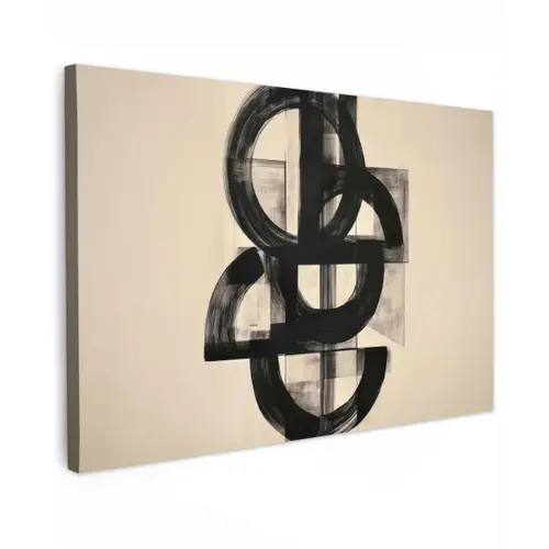 Cirkels - Lijnen - Vormen - Zwart canvas 2cm klein -z3d