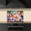 Kleurrijk - Roze - Oranje - Geel - Bloemen keuken achterwand spatscherm klein -sfeer1
