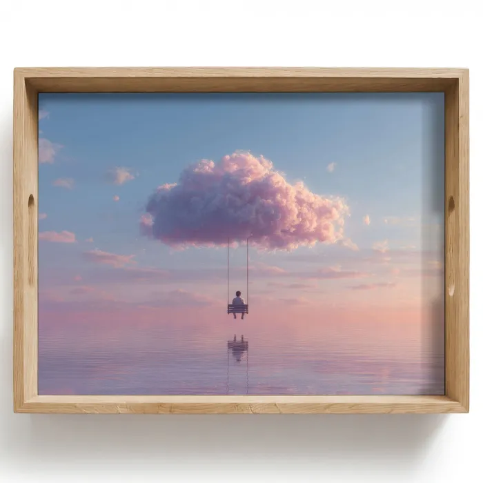 Wolk - Schommel - Kleurrijke lucht Dienblad Rechthoek middel -z3d_shopping