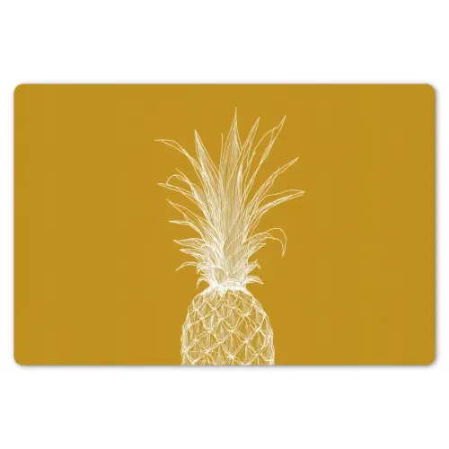 Lijnillustratie - Ananas - Bladkroon - Okergeel Placemat vinyl groot -zzsfeer1_Kitchenyeah-website