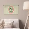 Bloemen - Illustratie - Geruit - Groen Wandkleed katoen klein -sfeer4
