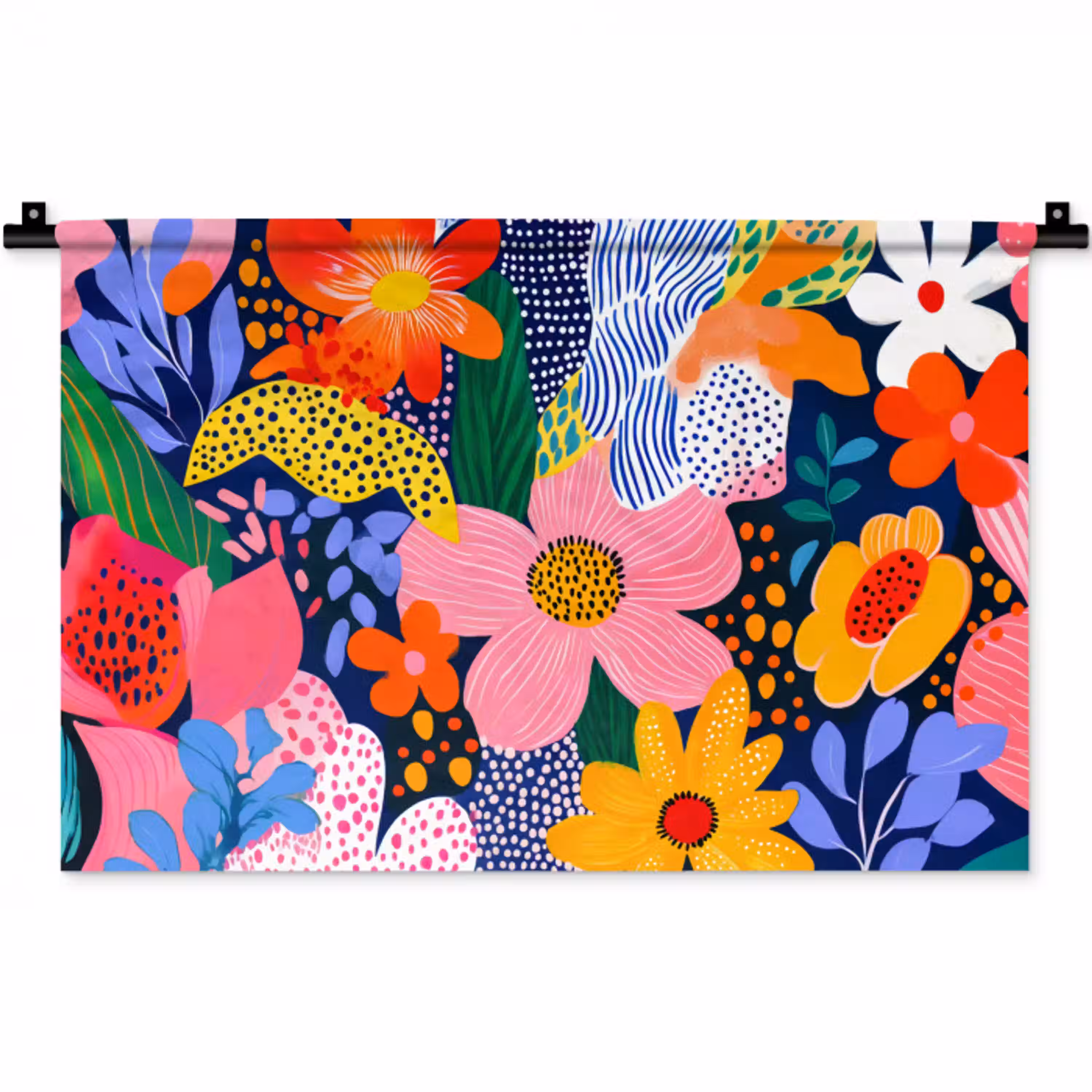 Kleurrijk - Bloemen - Abstract - Stippen Wandkleed katoen klein -zz3d