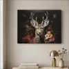 Hert - Dier - Bloemen - Natuur - Botanisch Textielframe zwart klein -sfeer2