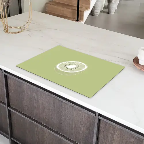 Kiwi - Lijntekening - Minimalistisch - Groen Inductie beschermer vinyl 3mm klein -sfeer8
