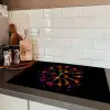 Bloemen - Oranje - Roze - Zwart Inductie beschermer vinyl 3mm klein -sfeer3