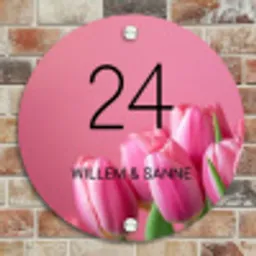Roze tulpen - Klassiek Naambord Rond klein -sfeer2