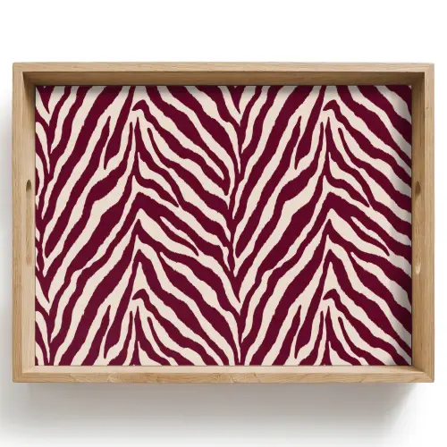 Zebra - Motief - Bordeaux - Rood Dienblad Rechthoek middel 911 -z3d_shopping