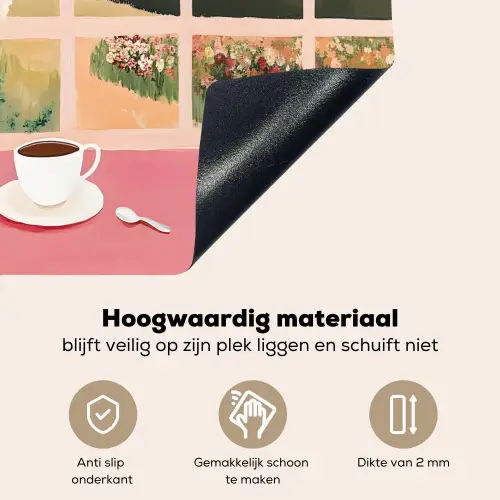 Bloemen - Koffie - Raam Inductie beschemer met haakjes klein -ky-onderkant-nl