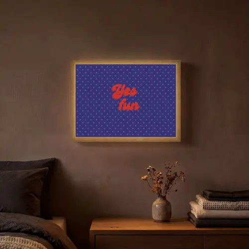 Yes fun - Rood - Blauw - Stippen Light Box met batterij (Wandlamp) middel -sfeer4