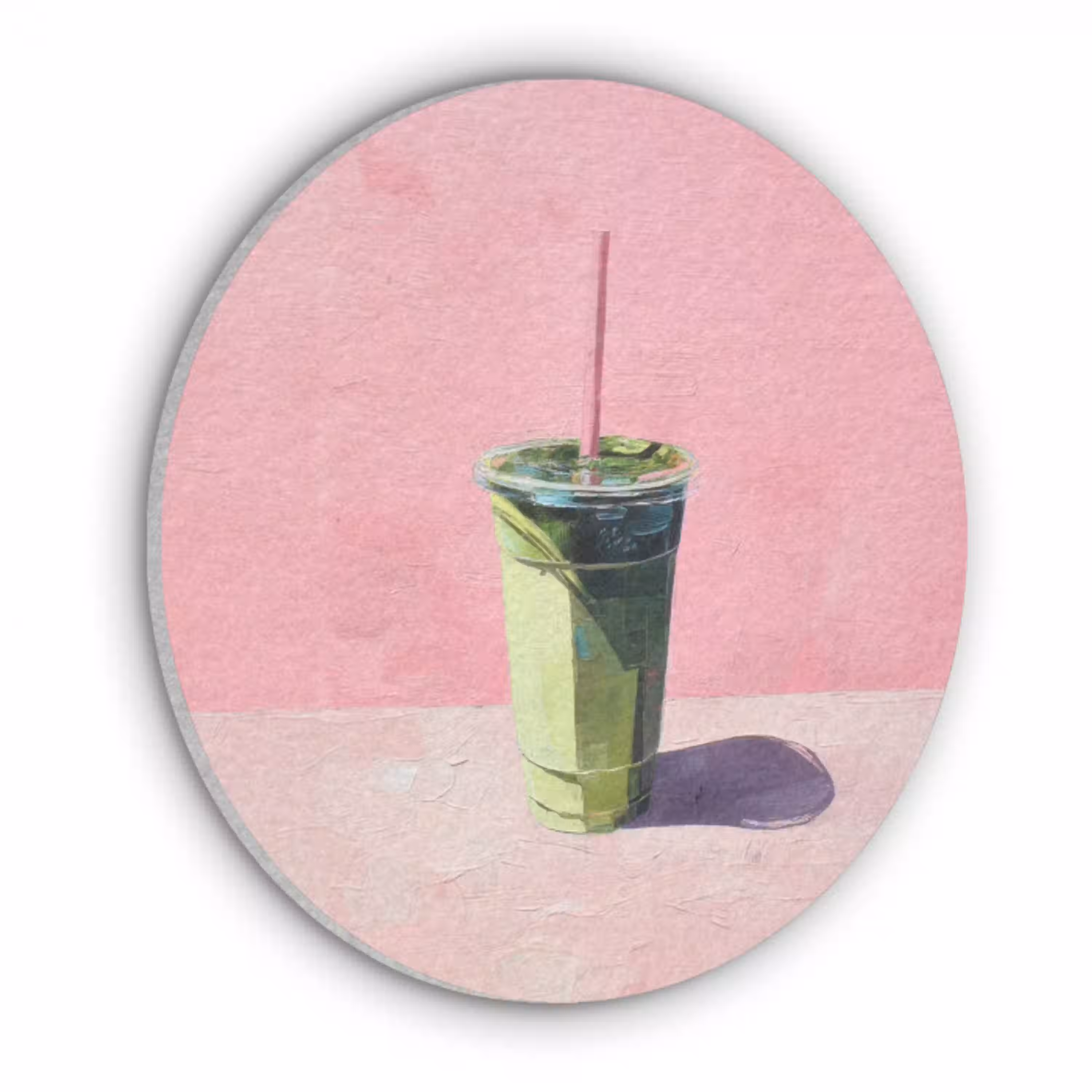 Beker - Rietje - Minimalistisch - Groen Akoestische PET Vilt - Rond klein -3d