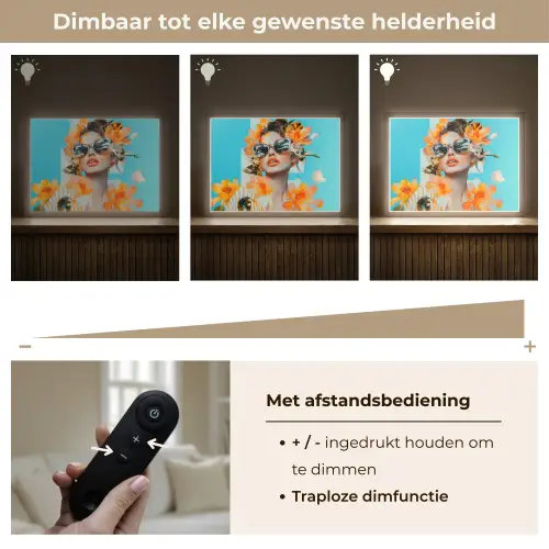 Bloemen - Vrouw - Zonnebril - Blauw Light Box met batterij (Wandlamp) middel -USP_dimbaarNL