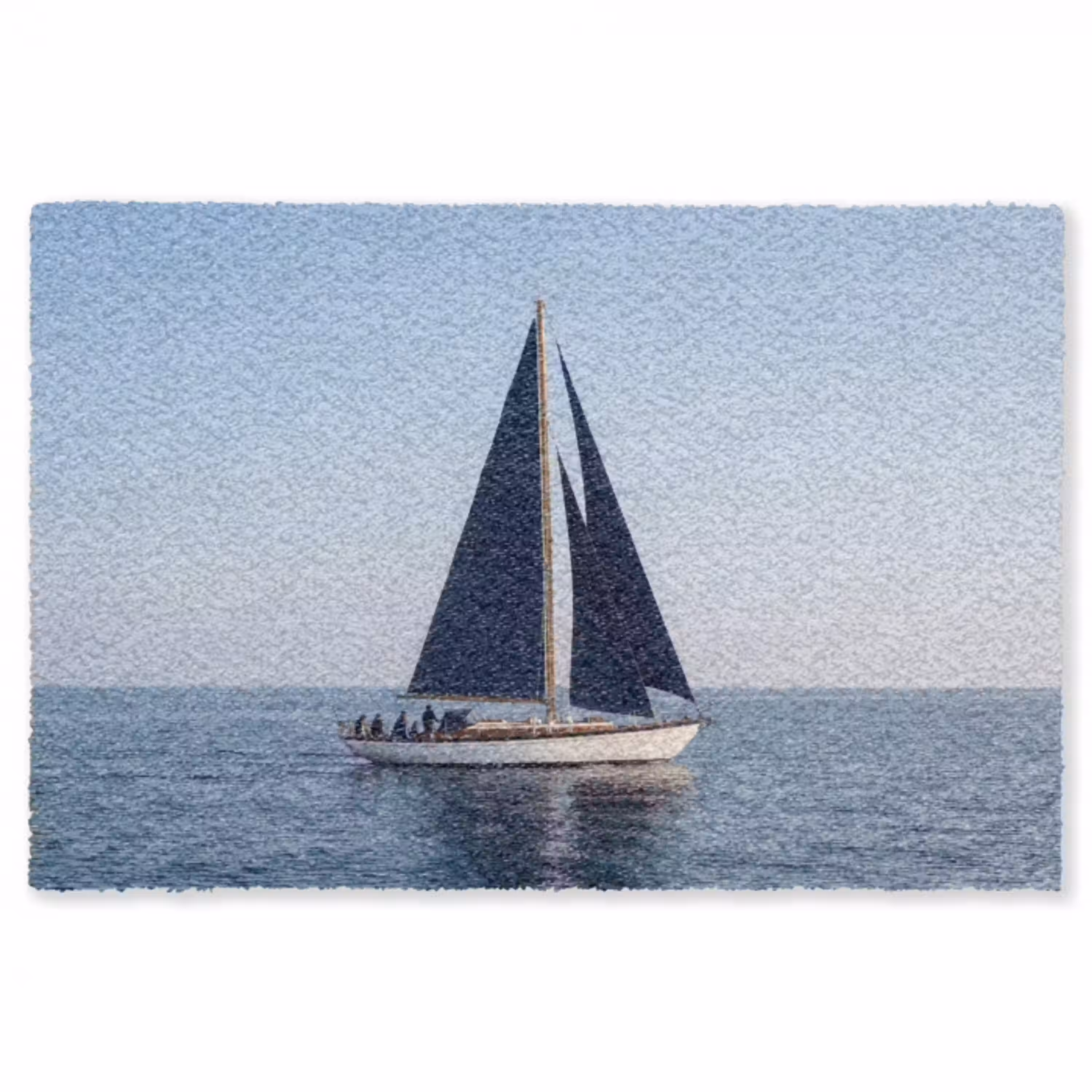 Zeilboot - Zee - Blauw Vloerkleed Rechthoek klein -3d