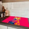 Kat - Kimono - Bloemen - Roze Inductie beschermer vinyl 3mm klein -sfeer3
