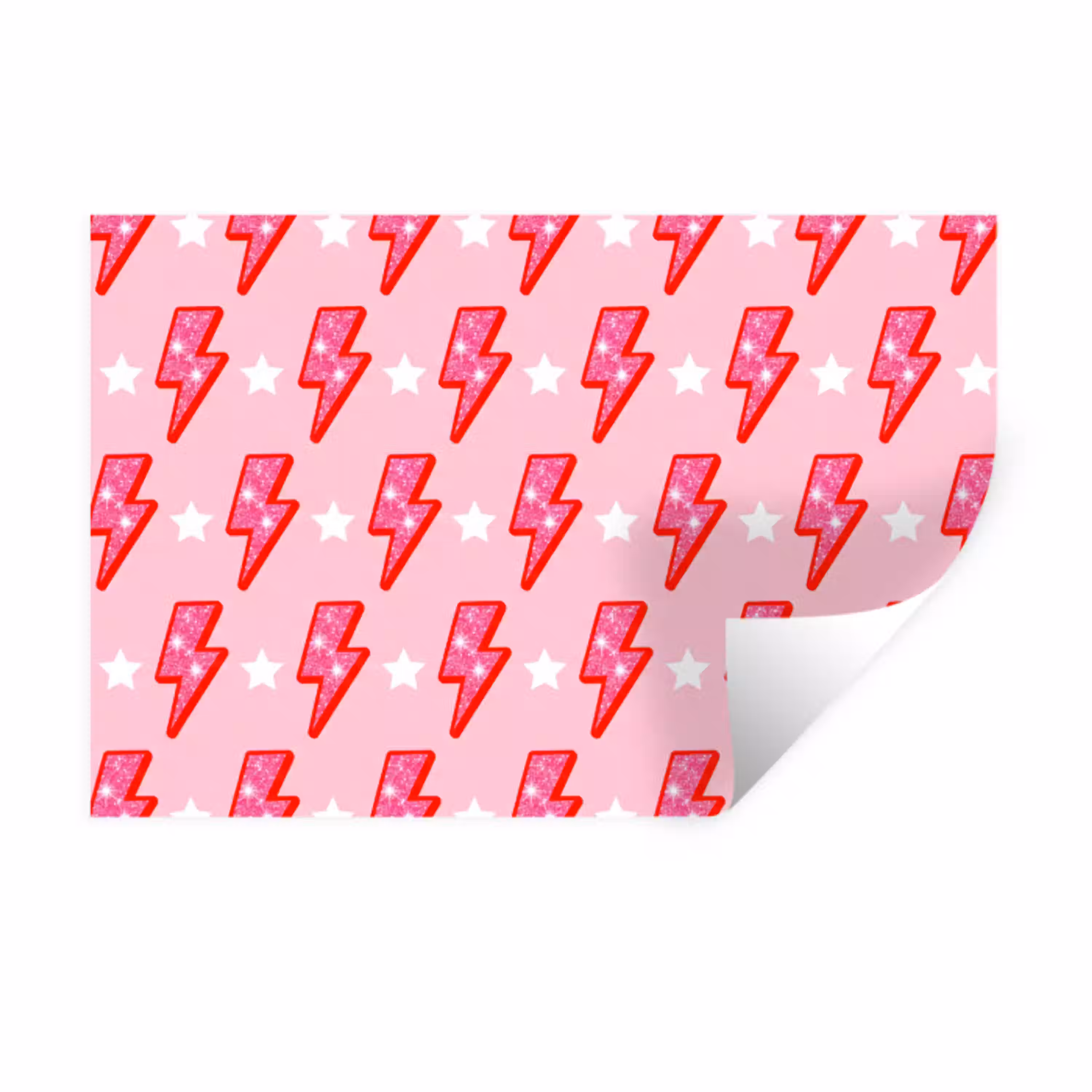 Patroon - Bliksem - Ster - Glitter - Roze Muursticker klein -3d