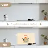 Oranje - Theepot - Bloemen - Bladeren keuken achterwand spatscherm klein -voor_na_NL