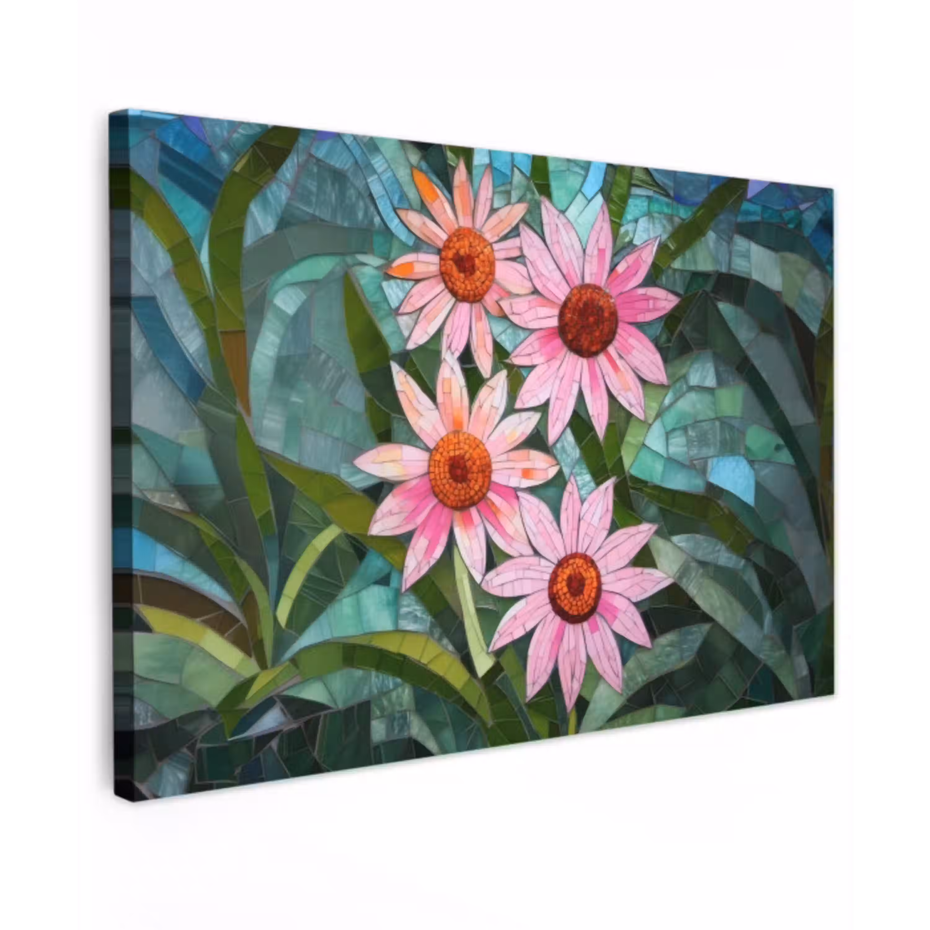Bloemen - Roze - Glasmozaïek canvas 2cm klein -z3d