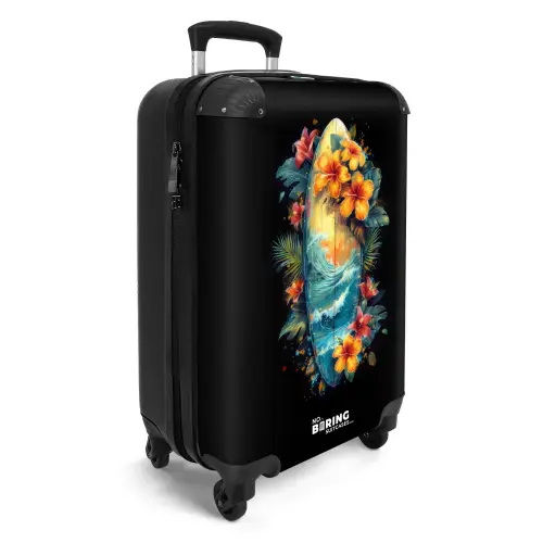 Surfplank omringd door bloemen NBS - Handbagage koffer - Unisex middel -productfoto_3d
