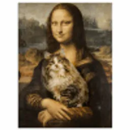 Mona Lisa - Kat - Leonardo da Vinci - Vintage - Kunstwerk - Oude meesters - Schilderij poster papier klein -3d