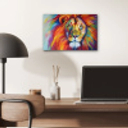 Leeuw - Dieren - Olieverf - Regenboog aluminium wit klein -sfeer5