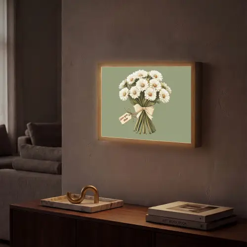 Lint - Boeket - Groen - Quote Light Box met batterij (Wandlamp) middel -sfeer1