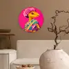 Hagedis - Bloemen - Roze - Kimono Wandcirkel plexiglas klein -sfeer1