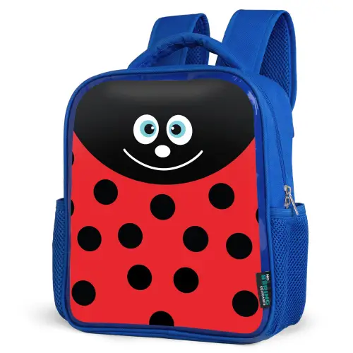 Dierenportret - Lieveheersbeestje - rood Kinderrugzak - Blauw middel -schuin