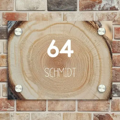 Boomschijf - Modern Naambord Rechthoek middel -sfeer3