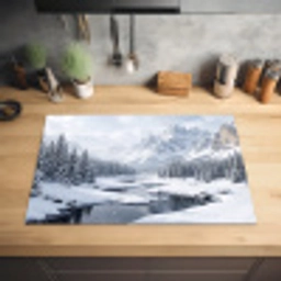 Sneeuwlandschap - Bergen - Rivier - Winter Inductie beschermer vinyl 3mm klein -sfeer5