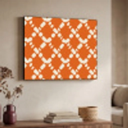 Oranje - Ruitpatroon - Wit Textielframe zwart klein 947 -sfeer3
