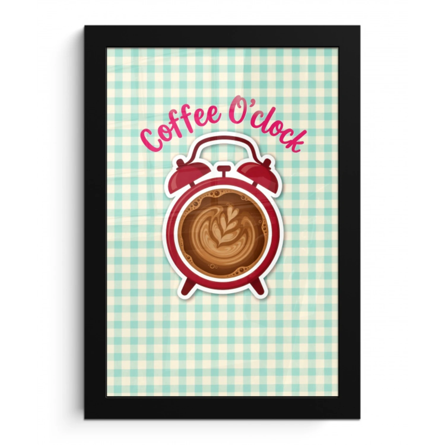 Koffie - Klok - Groen fotolijst zwart zonder passe partout klein -3d