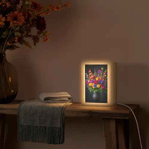 Felgekleurd - Bloemen - Vaas Light Box met kabel (Tafellamp) klein -sfeer4