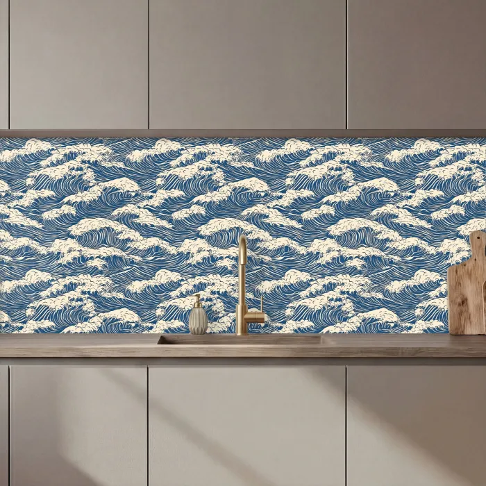 Golven - Klassiek - Blauw keuken achterwand 2 middel 871 zz_3dshopping