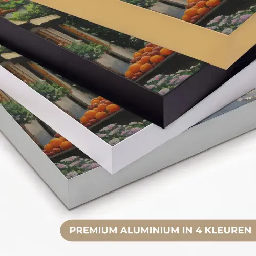 Dorp - Zon - Kraampjes - Huizen Textielframe zwart klein -USP_kleurenNL