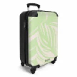 Grote bladeren in lichtgroen met beige NBS - Handbagage koffer - Unisex middel -productfoto_3d