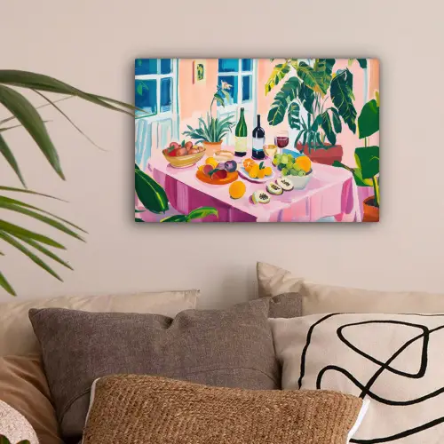 Tafel - Wijn - Fruit canvas 2cm klein -sfeer1