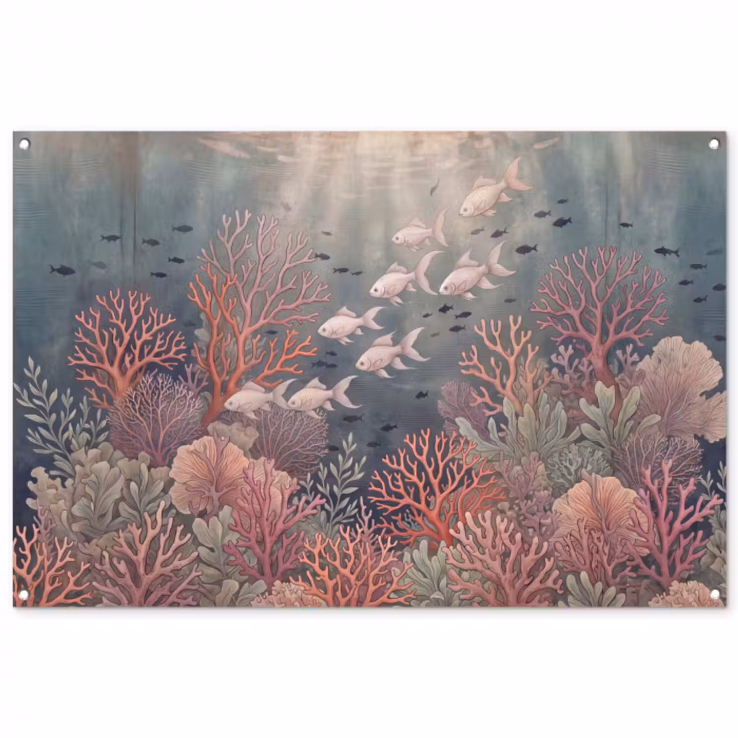 Gartenposter - Fisch – Koralle – Unterwasser – Illustration – Vintage