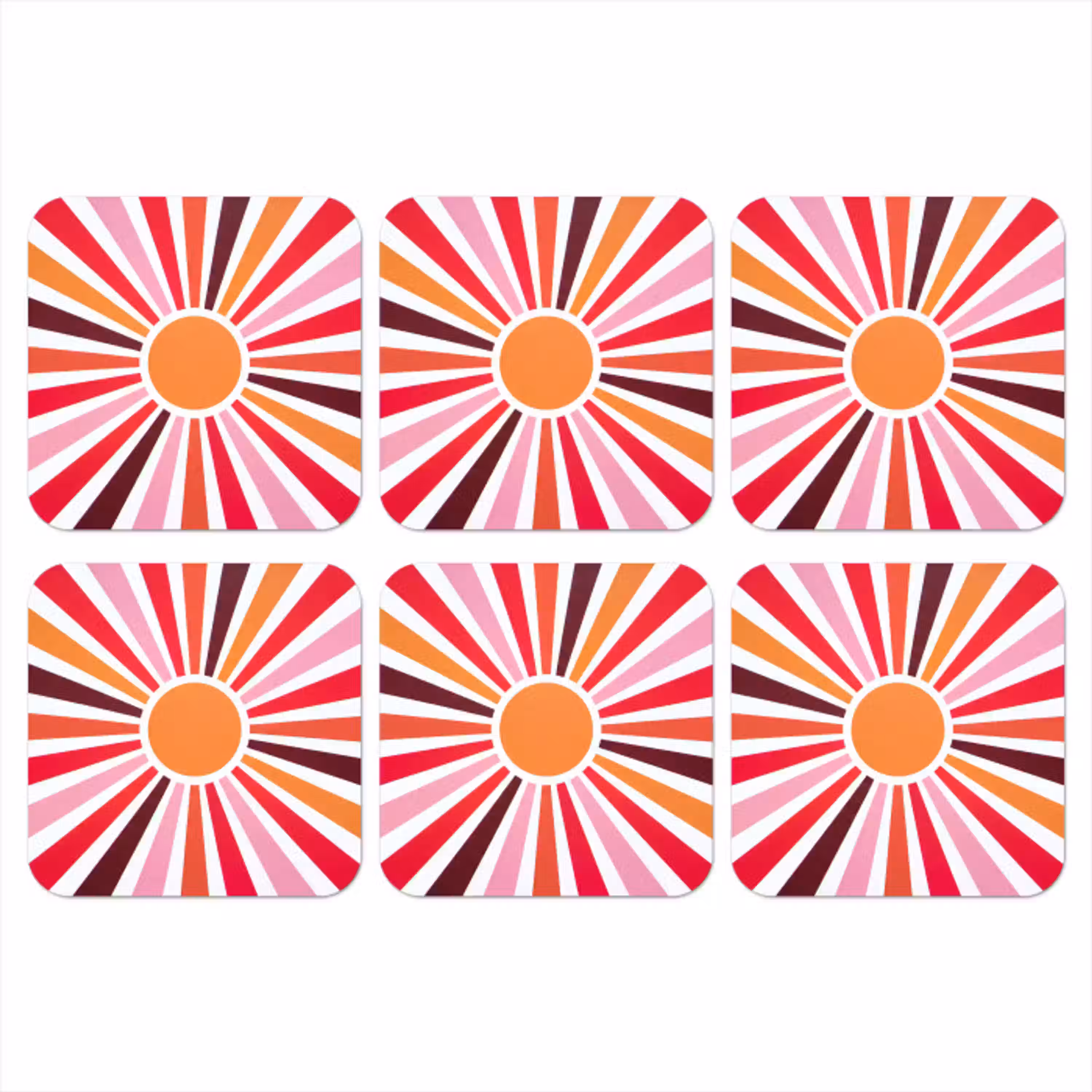 Zon - Stralen - Abstract - Kleurrijk onderzetter kurk middel -3d