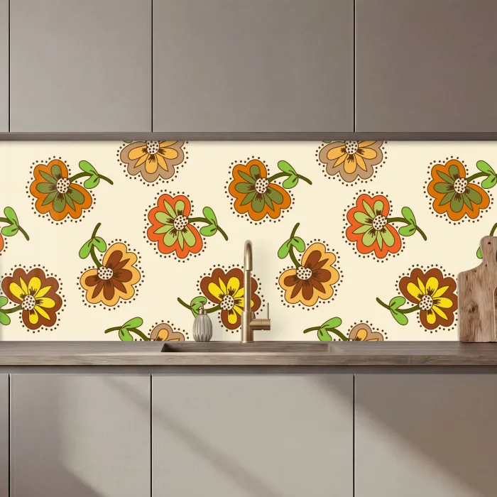 Design - Bloemen - Retro - Vintage keuken achterwand 2 middel 871 zz_3dshopping