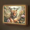 Tijger - Bloemen - Jungle - Dieren Light Box met batterij (Wandlamp kind) middel -z3d_website