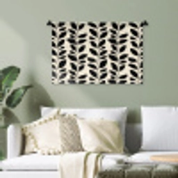 Botanisch - Dessin - Zwart - Beige Wandkleed katoen klein 269 -sfeer7