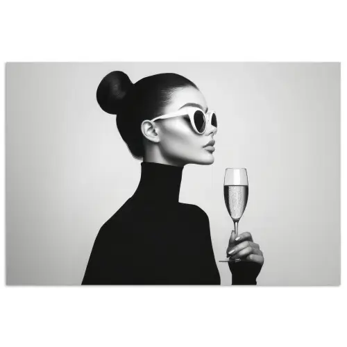 Vrouw - Champagne - Modern poster papier klein -3d