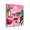 Stad - Roze - Palmbomen aluminium wit klein -3d
