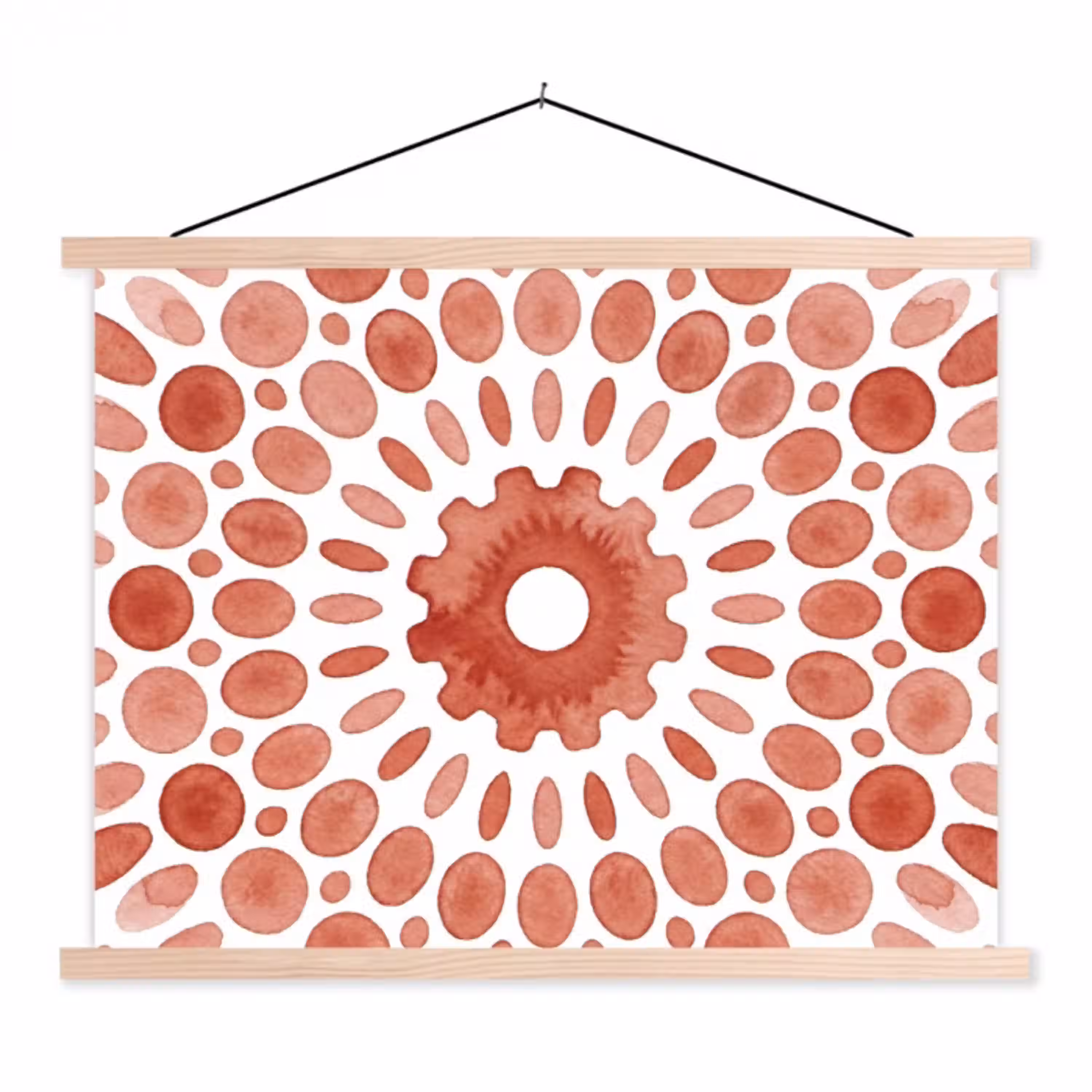 Patroon - Cirkels - Abstract - Modern - Rood textielposter latten blank klein -3d